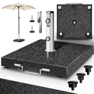 Tillvex® Graniet Parasoldvoet Met Wielen & Transportgreep 27 Kg Vierkant | Parasoldvoet Parasol Met Rvs Buis | Balkonparasoldvoet Voor Parasolstokken