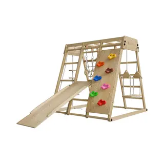 Juskys Speeltoestel Voor Kinderen - Glijbaan, Klimwand, Schommel - Binnen
