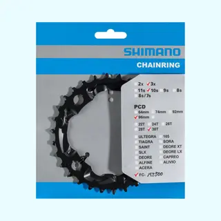 Kettingblad Shimano Fc-MT500 / Fc-M523 10 Speed - 30 Tands (An) - Zwart