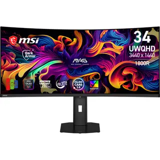 Msi Mag 341CQP Qd-Oled X28 computer monitor 86,4 cm (34") 3440 x 1440 Pixels UltraWide Quad Hd Zwart