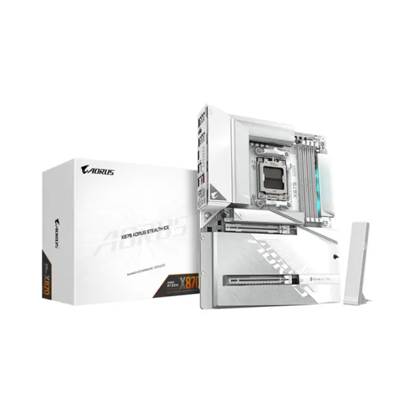 Gigabyte X870 Aorus Stealth Ice Motherboard - Supports Amd Ryzen 9000 CPUs, 16+2+2 Phases Digital Vrm, up to 8200Hz DDR5 (Oc), 2xPCIe 5.0 + 2xPCIe 4.0, Wi-Fi 7, 5 GbE Lan, Usb 4 thumbnail