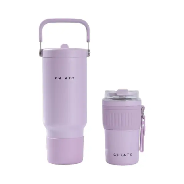 CHiATO Home Hot & Fresh Sip Soft Lavender Insulated Travel Mug & Tumbler Set – Lavender thumbnail