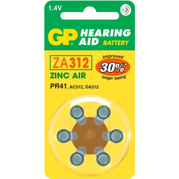 Gp Batteries Hearing Aid ZA312 Wegwerpbatterij PR41 Zink-lucht thumbnail