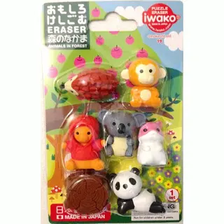 Iwako Puzzel Gummen Bosdieren Set - 7-delig