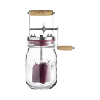 Kilner Einmachglas Butterfass, Glas, Buchenholz, Edelstahl, Silikon