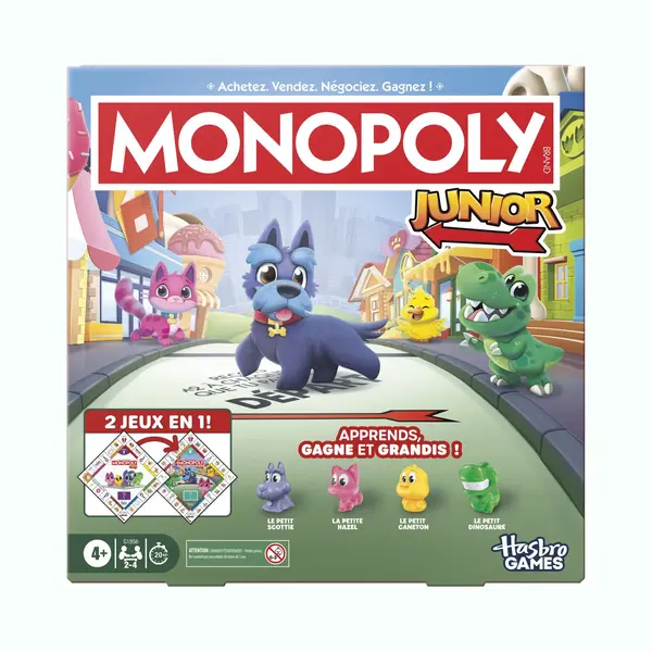 Monopoly Junior-bordspel - 2 Spellen In 1 - Fransie Editie thumbnail