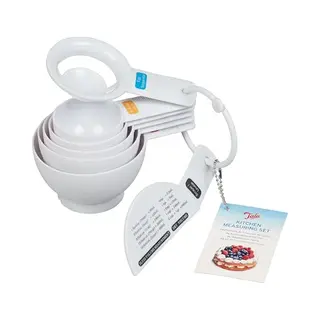 Tala Kitchen Measuring Set, In White Plastic And Contains 7 Measuring Cups Including 1 Cup/240ml, 3/4 Cup/180ml, 1/2 Cup/120ml, 1/3 Cup/78ml, 1/4