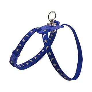 Ancol Nylon Figure 8 Cat Harness Moon & Stars Design Blue Reflective Easy Fit Comfortable Safe Walking Accessory For Cats And Kittens
