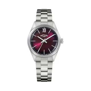 Rotary Ladies Heritage Burgundy Dial Stainless Steel Bracelet Watch