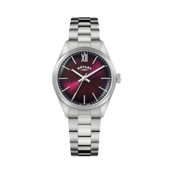 Rotary Ladies Heritage Burgundy Dial Stainless Steel Bracelet Watch thumbnail