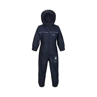 Regatta Unisex Kids All-in-One Waterproof Puddle Suit | Hooded, Durable, Water Repellent, Breathable & Lightweight Rain Suit With Reflective Trims For