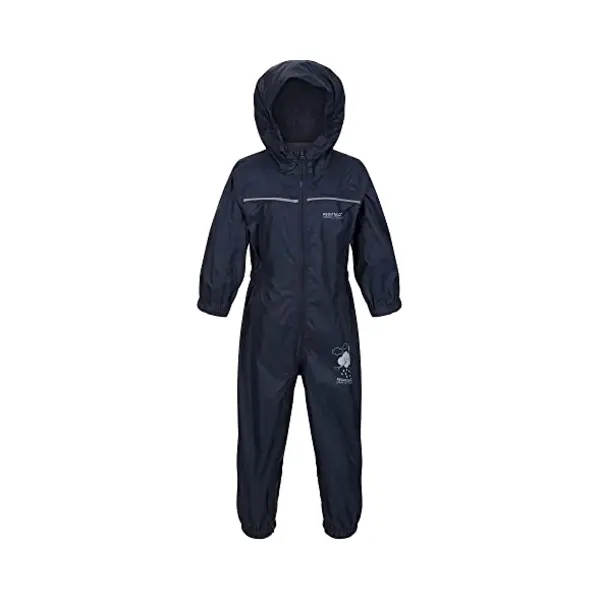 Regatta Unisex Kids All-in-One Waterproof Puddle Suit | Hooded, Durable, Water Repellent, Breathable & Lightweight Rain Suit With Reflective Trims For thumbnail