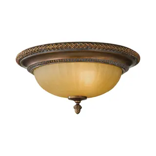Netlighting Kelham Hall 2 Light Flush Ceiling Light Gold Bronze E27 In Brown