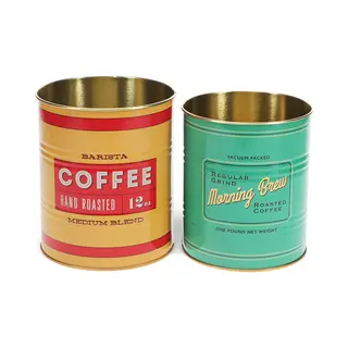 Rex London Retro Storage Tins- Bewaarblikken Medium - Vintage Coffee - Geel/Groen