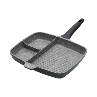 Kitchen Craft MasterClass Driedelige Grillpan 32 Centimeter - Geschikt Voor Inductie Antiaanbaklaag 3-in-1 Grillpan