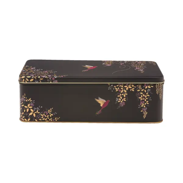 Elite Gift Boxes Sara Miller Blik Blik - Rechthoekig, Diep, Lang En Donkerblauw - Vogelmotief thumbnail