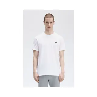 Fred Perry Ringer T-shirt Voor Heren, Wit.