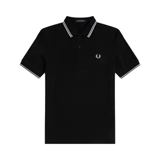 Fred Perry Mens M3600 Polo Shirt - Black/White/White - M