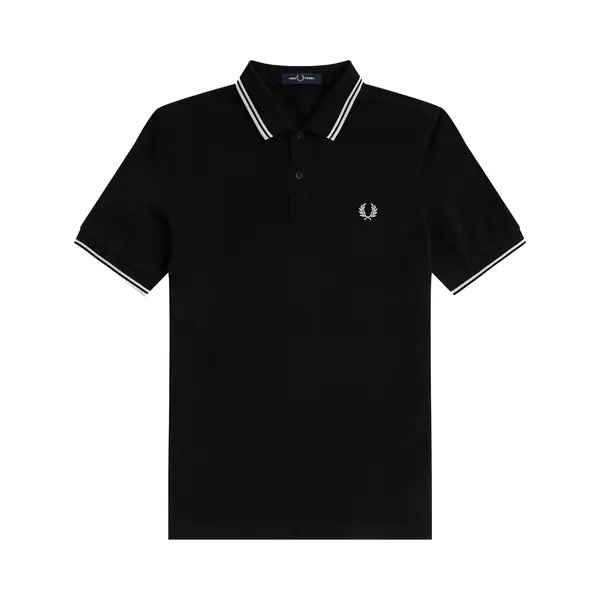 Fred Perry Mens M3600 Polo Shirt - Black/White/White - M thumbnail