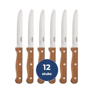 Steakmessen - Ronde Punt - Bruin - 12 Stuks - Olympia - CS717