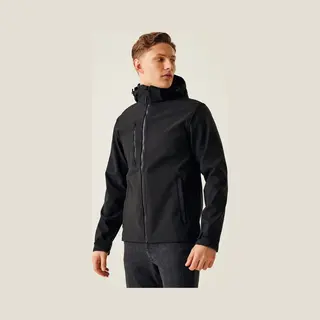 Regatta Professional Mens Venturer 3 Layer Printable Hooded Softshell Jacket, Black(black), M Eu