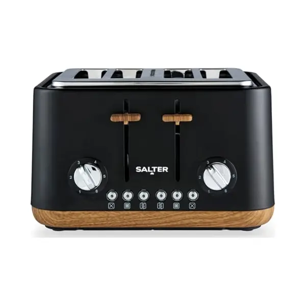 Salter Toronto 4-Scheiben-Toaster – Breite Schlitze, 6 Bräunungsstufen, Herausnehmbare Krümelschublade, Auftau-, Aufwärm- Und Abbruchfunktion, thumbnail