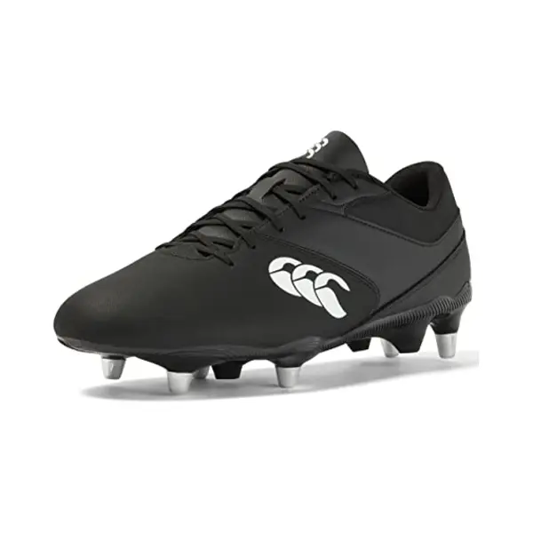 Canterbury Adult Unisex Phoenix Raze Soft Ground Rugby Boots | Strong | Lightweight | Scuff Resistant Soft Ground Rugby Boots, Black/White, 8 thumbnail