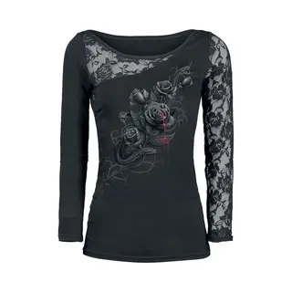 Spiral - Gothic Shirt Met Lange Mouwen - Fatal Attraction - S Tot Xxl - Voor Vrouwen - Zwart