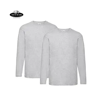 2 Pack Fruit Of The Loom Value Weight Longsleeve T-shirt Heather Grey Maat Xxl