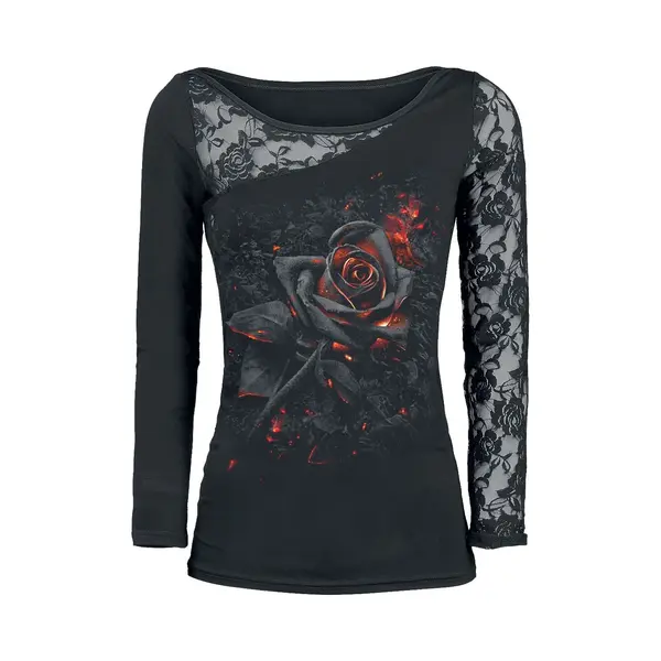Spiral Burnt Rose Long-sleeve Shirt Black thumbnail
