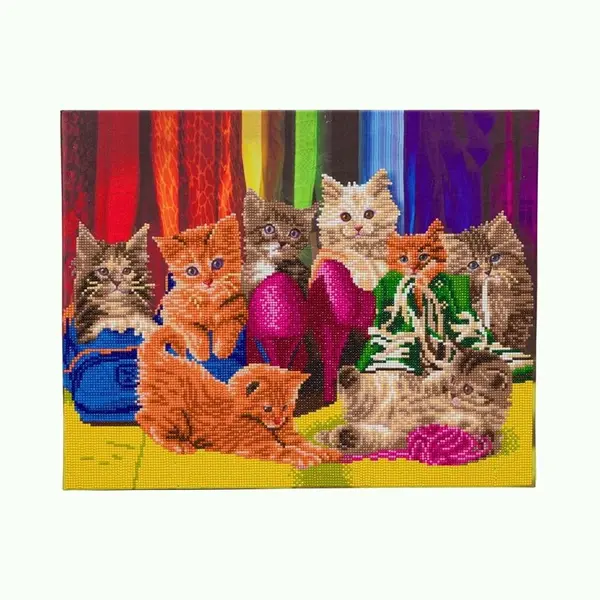 Diamond Painting 40 X 50 Cm Crystal Art Partial Ronde Steentjes - Kitten Footware thumbnail