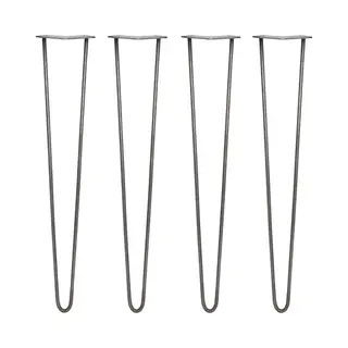 Monstershop 4 X 28" Hairpin Legs - 2 Prong - 10Mm - Raw Steel In Silver