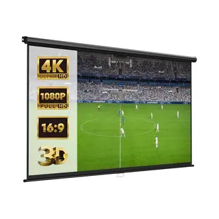 VonHaus Pull Down Projector Screen, 100" Wall Mounted 4K Hd Projection Screen With 16, 9 Aspect Ratio, Home Cinema Wall Or Ceiling Mountable With Soft