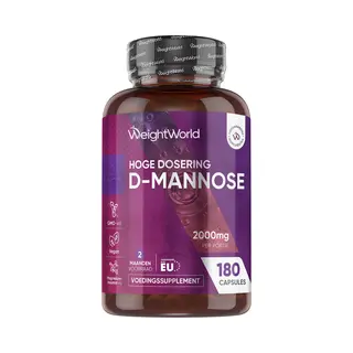 WeightWorld D-Mannose 2000mg - 180 Capsules - 2 Months Supply - Vegan-Friendly, Non-Gmo & Gmp-Approved - Split & Pour D Mannose Powder Capsules - Unflavoured,
