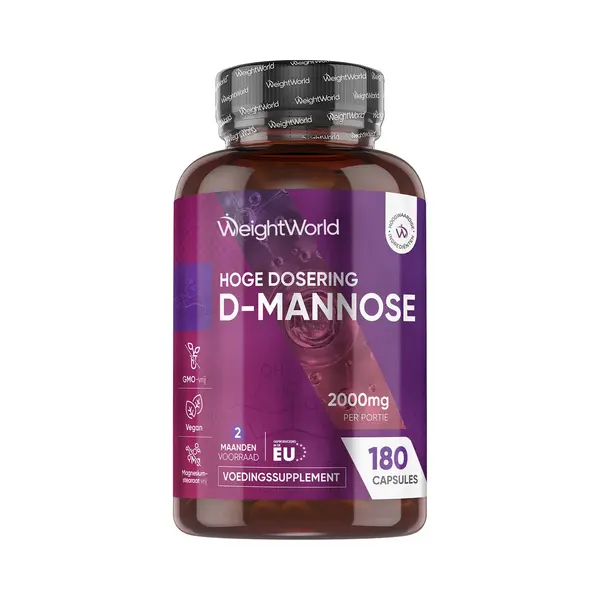 WeightWorld D-Mannose 2000mg - 180 Capsules - 2 Months Supply - Vegan-Friendly, Non-Gmo & Gmp-Approved - Split & Pour D Mannose Powder Capsules - Unflavoured, thumbnail