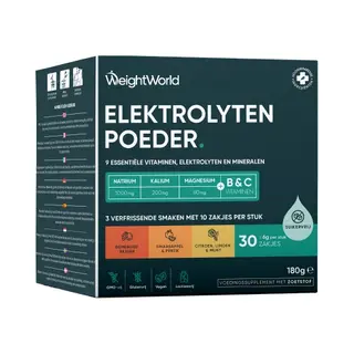 WeightWorld Electrolytes Powder - 30 Hydration Sachets - Sugar-Free - 3 Refreshing Flavours - With Key Vitamins & Minerals - Vegan Electrolytes