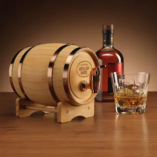 InGenious Mini Wooden Whiskey Barrel Decanter | Miniature Spirit Keg With Stand