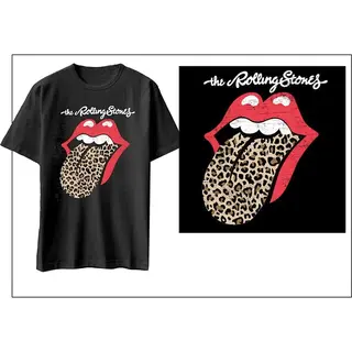 Rock Off The Rolling Stones Heren Tshirt -2XL- Leopard Print Tongue Zwart