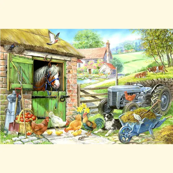 The House Of Puzzles - Down On The Farm Jigsaw - Big 250 Piece Jigsaws For Adults & Kids, Extra Large Pieces, Artist Illustrated, Scenic Landscape, thumbnail