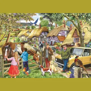 The House Of Puzzles - Horses & Hounds Jigsaw - Big 500 Piece Jigsaws For Adults, Extra Large Pieces, Artist Illustrated, Scenic Landscape, Deluxe