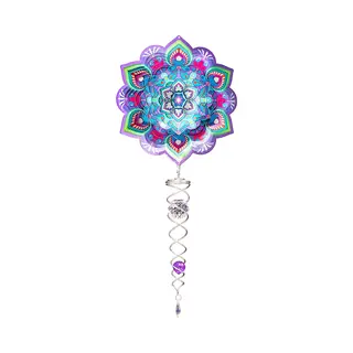 Spin Art/Cooking Vinyl Windspinner, Spin Art, Mandala Lotus Flower Artist Crystal Tale, ACTLOT0800, Totale Lengte 60cm