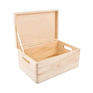 Creative Deco Grote Houten Opbergkist – 30x20x14cm (+/- 1 Cm) – Met Deksel, Handvat