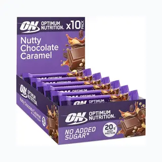 Optimum Nutrition Protein Bars - Nutty Chocolate Caramel Proteine Repen - Vegetarisch - 10 Eiwitrepen (550 Gram)