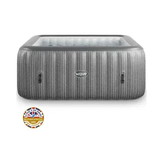 Wave Pacific 4 Person Grey Rattan Inflatable Hot Tub With Integrated Heater - Size, 4 Seater - Wave Spas - Wilko