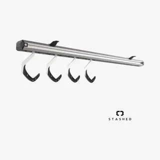 Stashed Ceiling Bike Storage Rack For 4 Bikes, Heavy Duty 360 Patented Auto Lock Rotating Hook Garage Storage System, Expandable Modular Design