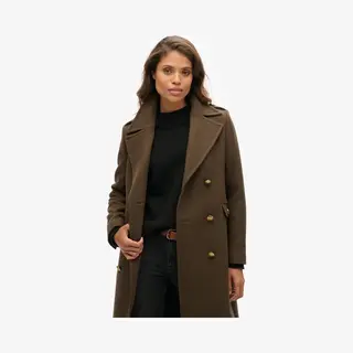 Superdryvoor Vrouwen. W5011889A Bruine Wollen Jas Met Dubbele Borst (Xl), Casual, Polyester