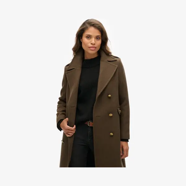 Superdryvoor Vrouwen. W5011889A Bruine Wollen Jas Met Dubbele Borst (Xl), Casual, Polyester thumbnail