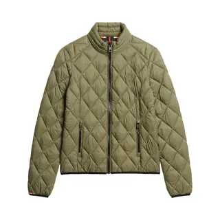 Superdryvoor Vrouwen. W5011919A Diamond Quilt Fuji Lite Jas Groen (S), Casual, Nylon