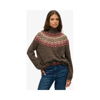 Superdryvoor Vrouwen. W6110657A Fairisle Bruine Coltrui (L), Casual, Polyester, Lange Mouwen