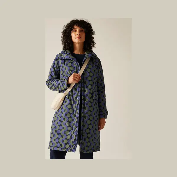 Regatta Orla Long Length Hooded Breathable Waterproof Insulated Jacket In Blue thumbnail